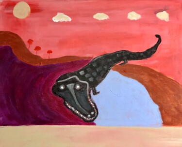 Painting titled "Le Croc" by Alfredo Machado Zingg, Original Artwork, Acrylic Mounted on Wood Stretcher frame