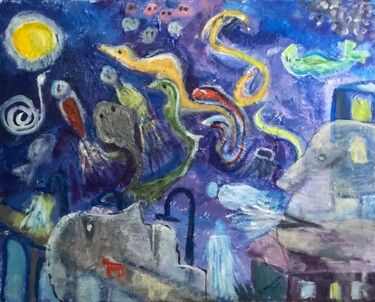 Pittura intitolato "Night Thoughts" da Alfredo Machado Zingg, Opera d'arte originale, Acrilico Montato su Telaio per barella…