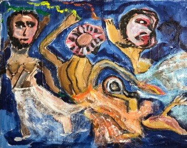 Malerei mit dem Titel "La Danse Macabre" von Alfredo Machado Zingg, Original-Kunstwerk, Acryl Auf Keilrahmen aus Holz montie…