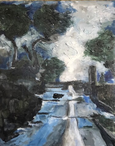 Pittura intitolato "River at Dusk" da Alfredo Machado Zingg, Opera d'arte originale, Acrilico Montato su Telaio per barella…