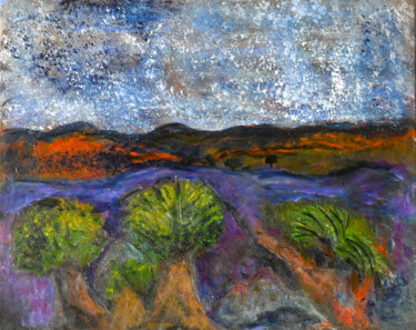 Painting titled "Lavender Fields" by Alfredo Machado Zingg, Original Artwork, Acrylic Mounted on Wood Stretcher frame