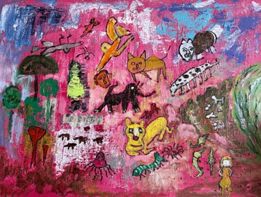 Malerei mit dem Titel "Rumble in the Jungle" von Alfredo Machado Zingg, Original-Kunstwerk, Acryl Auf Keilrahmen aus Holz mo…