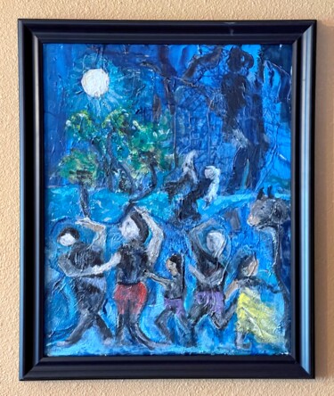 Painting titled "Moonlight Dance" by Alfredo Machado Zingg, Original Artwork, Acrylic Mounted on Wood Stretcher frame