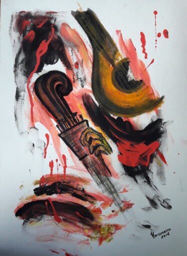 Pintura titulada "Guitarra Portuguesa" por Alfredo Marceneiro, Obra de arte original, Acrílico