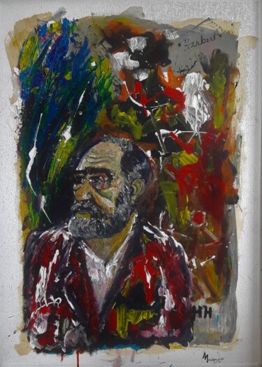 Malerei mit dem Titel "Herberto Hélder" von Alfredo Marceneiro, Original-Kunstwerk, Acryl