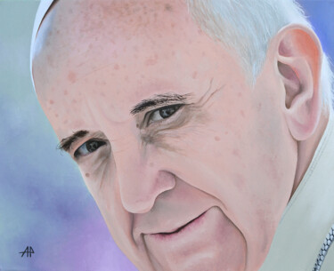 Pintura intitulada "PAPA FRANCESCO" por Alfredo Perrotti, Obras de arte originais, Óleo Montado em Armação em madeira