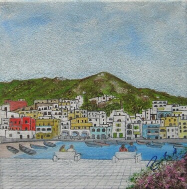 Painting titled "ISCHIA -- SANT?'ANG…" by Alfredo Troilo, Original Artwork, Oil Mounted on Wood Panel