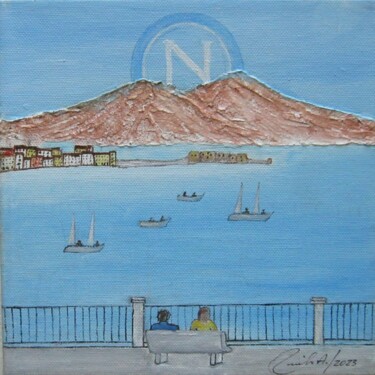 Painting titled "VESUVIO  5" by Alfredo Troilo, Original Artwork, Oil Mounted on Wood Stretcher frame