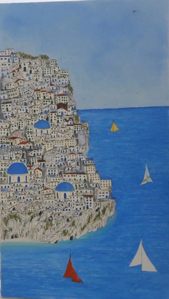 Картина под названием "SANTORINI" - Alfredo Troilo, Подлинное произведение искусства, Масло