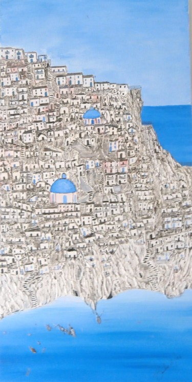 Картина под названием "SANTORINI 8" - Alfredo Troilo, Подлинное произведение искусства, Масло