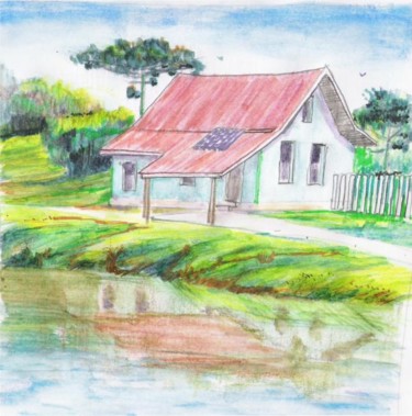Pintura intitulada "casa de campo" por Gineste, Obras de arte originais, Óleo