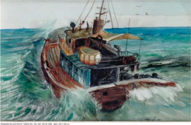 Pintura intitulada "pesqueiro-em-alto-m…" por Gineste, Obras de arte originais