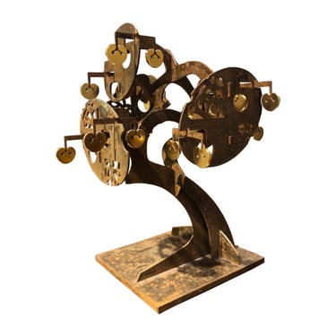Sculpture titled "Golden Apples Tree…" by Algirdas Kuzma, Original Artwork, Metals