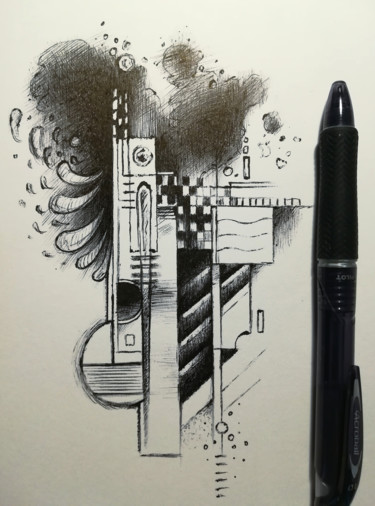 Drawing titled "Etude" by Alhaes, Original Artwork, Ballpoint pen