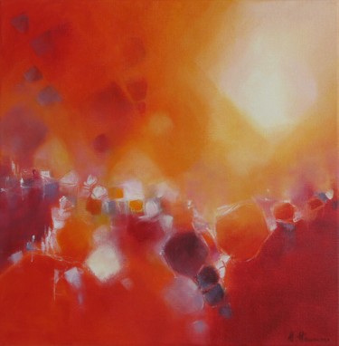 Peinture intitulée "Horizon rouge" par Anne-Lise Hammann, Œuvre d'art originale, Acrylique