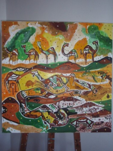 Painting titled "80_80cm acrylique 1" by Toufa Alharah, Original Artwork