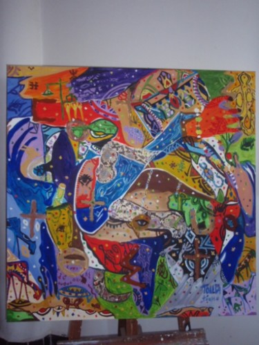 Painting titled "100_100cm acrylique…" by Toufa Alharah, Original Artwork