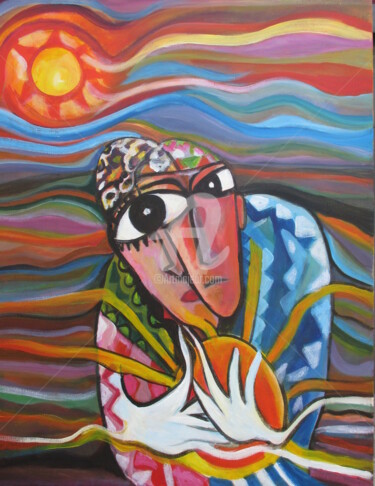 Peinture intitulée "Amour et Paix" par Ali Darwish, Œuvre d'art originale, Acrylique