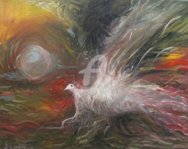 Peinture intitulée "COLOMBE 1" par Ali Darwish, Œuvre d'art originale, Huile