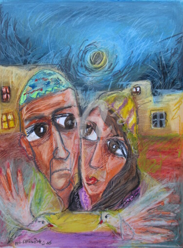 Dessin intitulée "AMOUR KURDE" par Ali Darwish, Œuvre d'art originale, Pastel