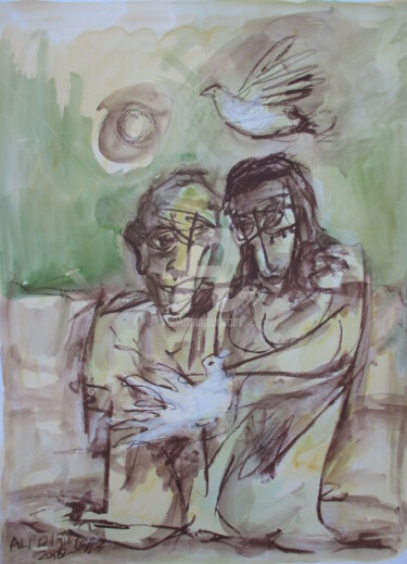 Dessin intitulée "COUPLES" par Ali Darwish, Œuvre d'art originale