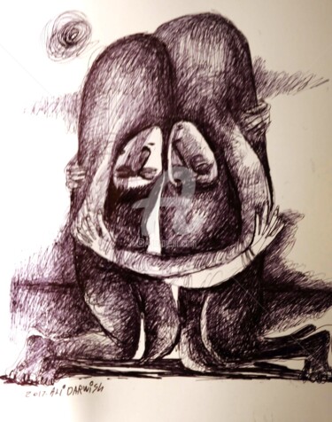 Drawing titled "BERCEMENT" by Ali Darwish, Original Artwork, Ballpoint pen