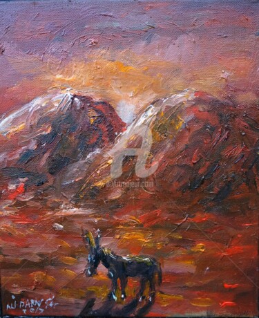 Peinture intitulée "L'ÂNE KURDE" par Ali Darwish, Œuvre d'art originale, Huile