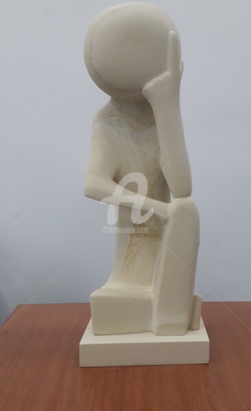 Escultura titulada "The Thinker: One of…" por Le Sculpteur Ali, Obra de arte original, Piedra