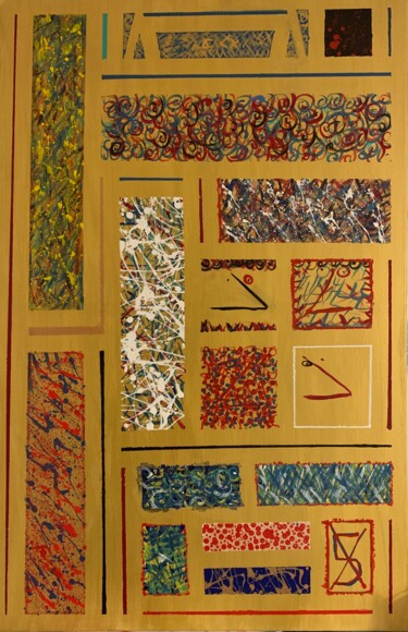 Schilderij getiteld "CILGIN KALABALIK" door Ali Kasap, Origineel Kunstwerk, Acryl Gemonteerd op Frame voor houten brancard