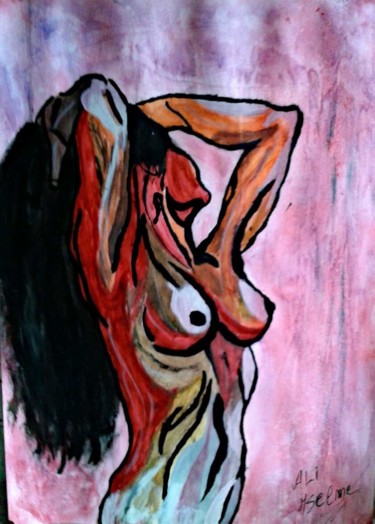 Painting titled "Female Nude" by Ali Mselme, Original Artwork, Acrylic
