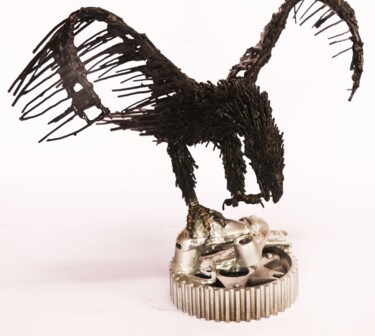 Sculpture titled "black Eagle (BJK)" by Ali Rıza Özkan (MetalSanatDunyası (metal art world)), Original Artwork, Metals