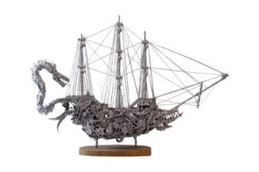 Escultura intitulada "Karayip Korsanları…" por Ali Rıza Özkan (MetalSanatDunyası (metal art world)), Obras de arte originais…