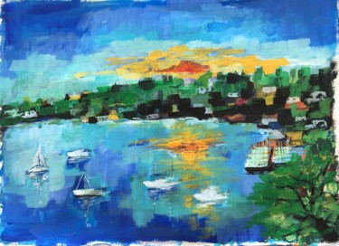 Painting titled "Deniz ve doğa" by Ali Serdar Erdurmaz, Original Artwork, Acrylic