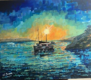 Painting titled "Dawn in Gocek-Göcek…" by Ali Serdar Erdurmaz, Original Artwork, Acrylic