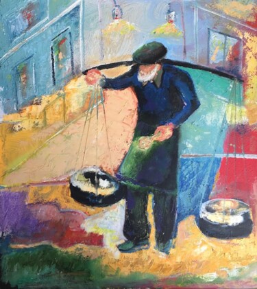 Peinture intitulée "old yogurt seller" par Ali Serdar Erdurmaz, Œuvre d'art originale, Acrylique