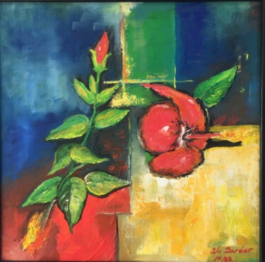 Painting titled "Japon Rose1" by Ali Serdar Erdurmaz, Original Artwork, Acrylic