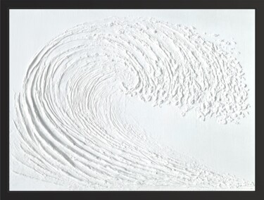Painting titled "White wave" by Alia-Rutt Nova, Original Artwork, Acrylic Mounted on Other rigid panel