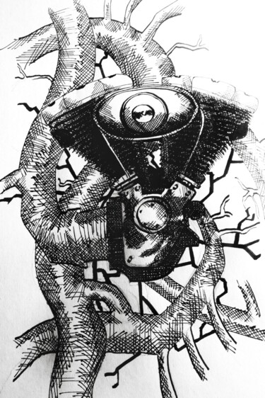 「Twincam prophecy」というタイトルの描画 Alias Warmanによって, オリジナルのアートワーク, インク