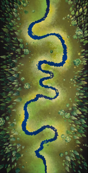 Peinture intitulée "Blue snake" par Alice Asnaghi, Œuvre d'art originale, Acrylique