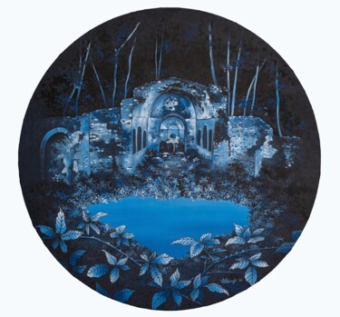 Ζωγραφική με τίτλο "Nocturnal" από Alice Asnaghi, Αυθεντικά έργα τέχνης, Ακρυλικό Τοποθετήθηκε στο Ξύλινο φορείο σκελετό