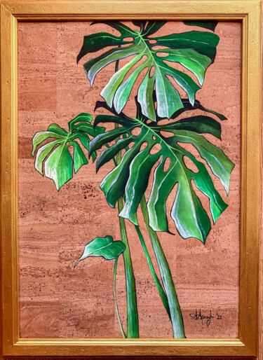 Schilderij getiteld "Monstera Deliciosa" door Alice Asnaghi, Origineel Kunstwerk, Acryl