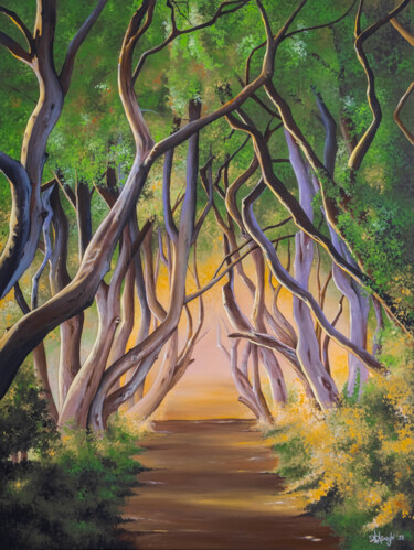 Painting titled "The Dark Hedges" by Alice Asnaghi, Original Artwork, Acrylic
