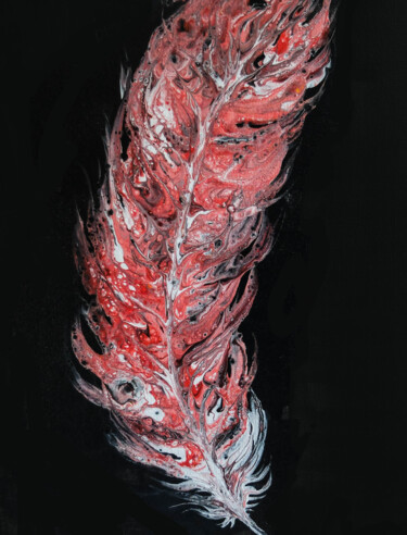 Malerei mit dem Titel "Plume rosée" von Alice B., Original-Kunstwerk, Acryl