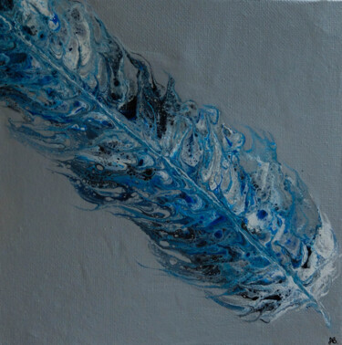 Peinture intitulée "Plume bleutée" par Alice B., Œuvre d'art originale, Acrylique