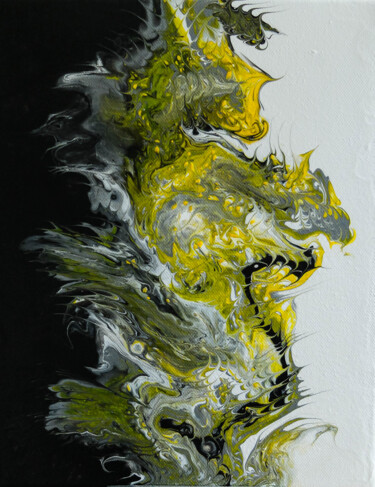 Peinture intitulée "Dragon jaune" par Alice B., Œuvre d'art originale, Acrylique