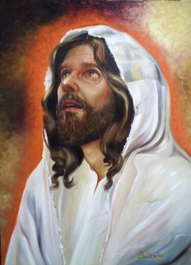 Pintura intitulada "JESUS ORANDO" por Alice Brandao, Obras de arte originais, Óleo