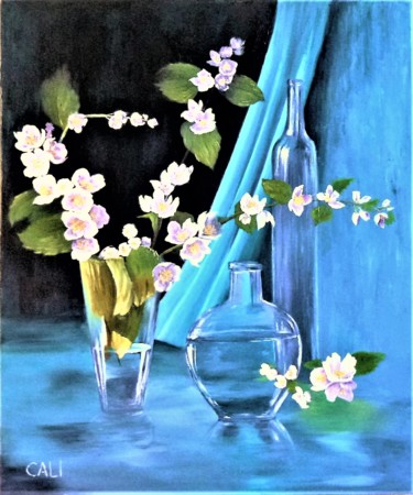 Painting titled "2017-fleurs-de-prin…" by Alice Capelli, Original Artwork, Oil