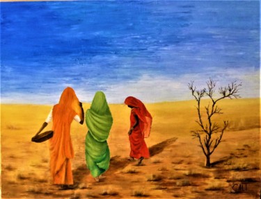 Pittura intitolato "2019-les-indiennes.…" da Alice Capelli, Opera d'arte originale, Olio