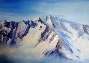 Painting titled "Montagne" by Alice Capelli, Original Artwork, Oil