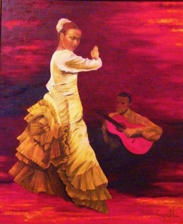 Peinture intitulée "danseuse de flamenco" par Alice Capelli, Œuvre d'art originale, Huile